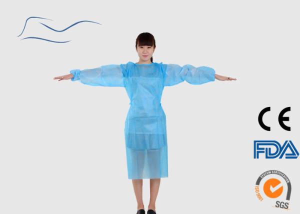 Nonwoven Material Medical Scrub Suit , Blue Color Disposable Surgical Gown