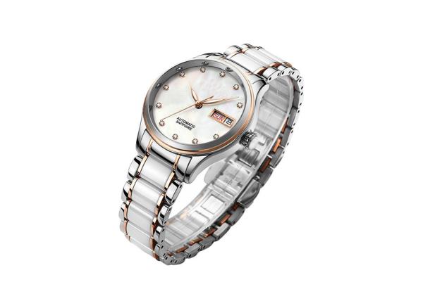 Women Stainless Steel Automatic Watch MOP Dial  Super Luminous Hands 34mm Case