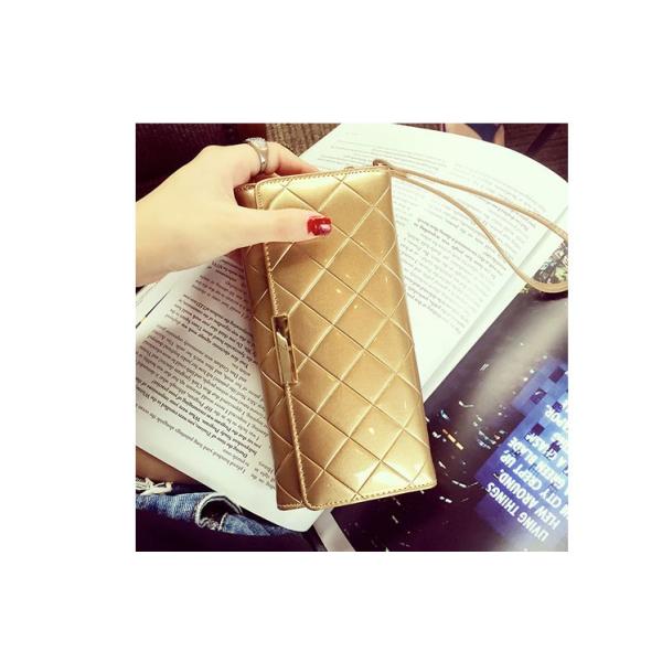 2016 summer sweet new Slim simple long section clutch wallet Ms. Lingge patent leather