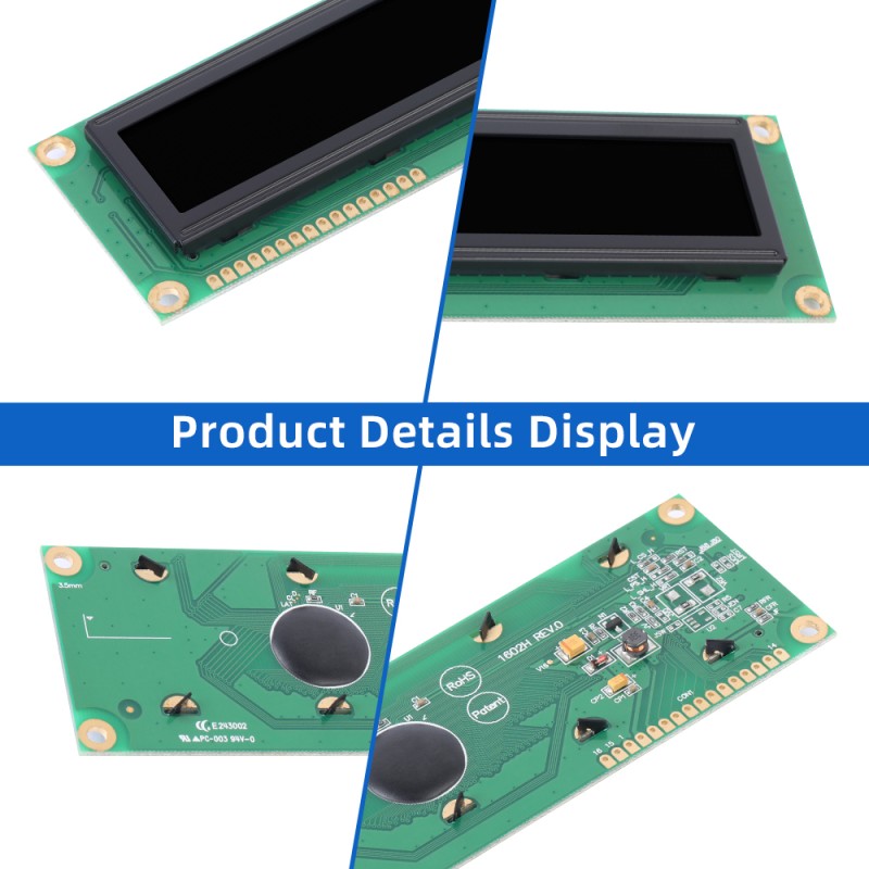 OLED1602H Black Film, 16×2 Character LCD Module,WS0010 Controller, Parallel Port Interface, 99x24mm View Size,Working Temperature -40+80 Display