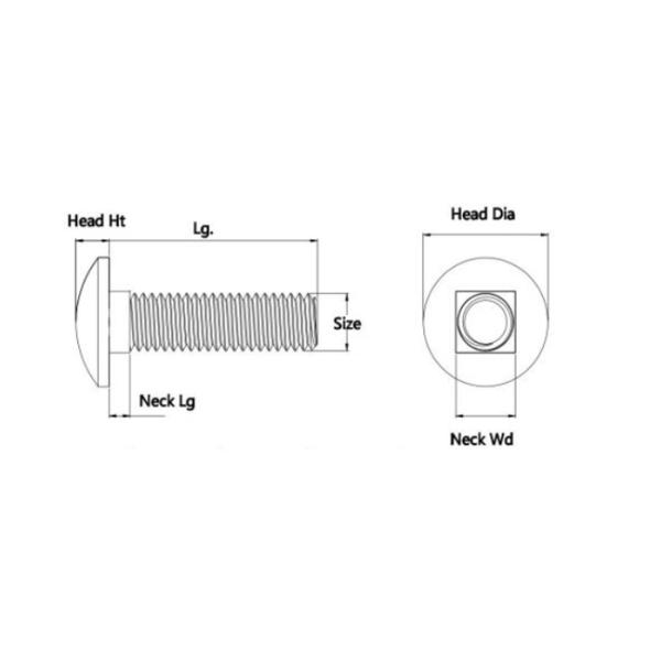 12mm-100mm Stainless Steel Hex Head Bolts M12 SS304 Plow Bolts For Building