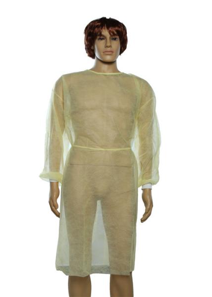 Anti Static Medical Isolation Gowns , Yellow Disposable Coveralls CE Certificated