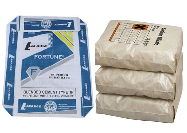 Custom Printing Block Bottom PP Recycled Cement Bags / Woven Polypropylene Bags
