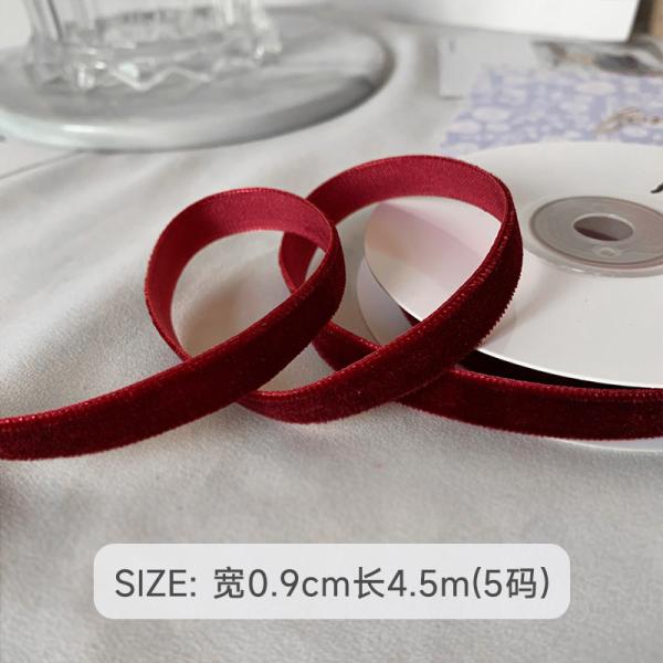 Faixa de veludo de 38 mm com duas faces 3,8 cm Faixa de veludo vermelho escuro