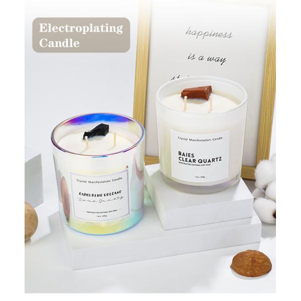 398g 14oz Healing Crystal Glass Jar Scented Candle  Aromatherapy Candles Iridescent