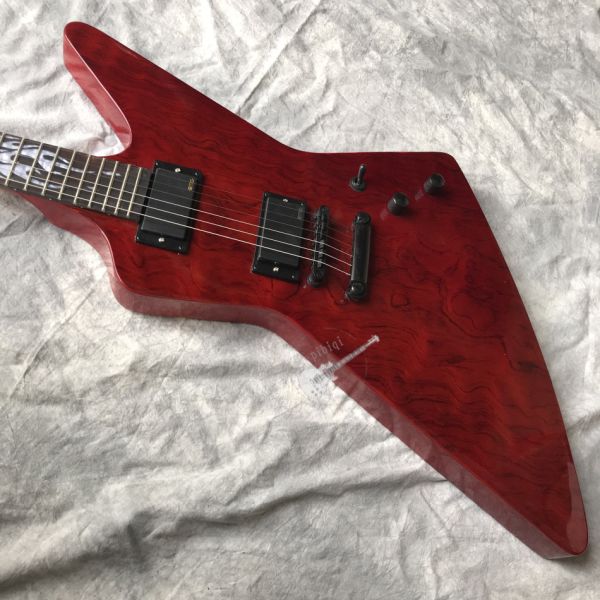 Custom Electric Guitar Wine Red Rosewood Top Covered Black Hardware Can be Customized Logo