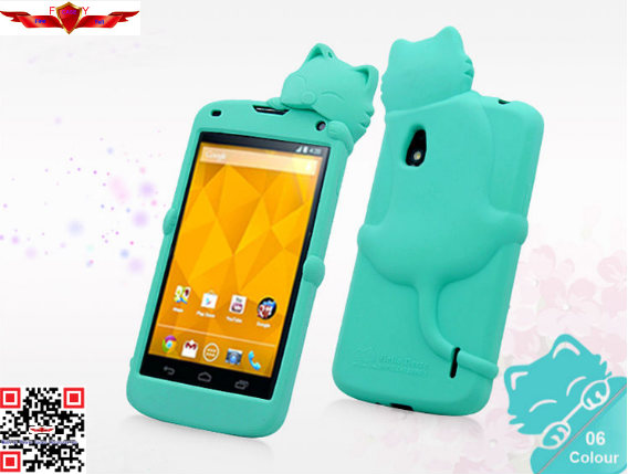 Fashion Design Colorful Cartoon Silicone Cover Case For LG Nexus 4 E960 High Quality