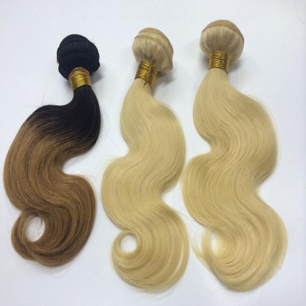 Original 100%  Brazilian Human Hair Wefts Premium Blonde 613#  Virgin Hair Body Wave Lace Closure To Match