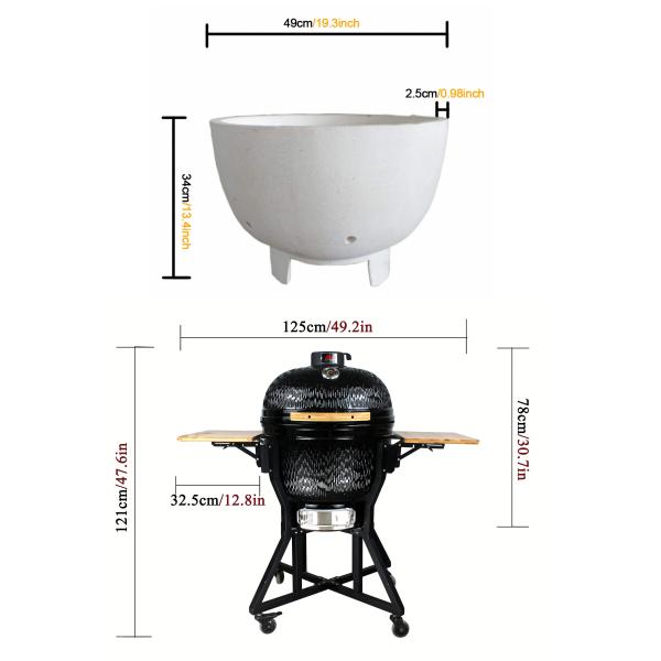 24 Inch BBQ Style Ceramic Grills Kamado Smoker Keramische BBQ for Home and Garden