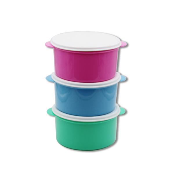 Round Plastic Sublimation Lunch Boxes Blank Safe Food Storage Box Food Container
