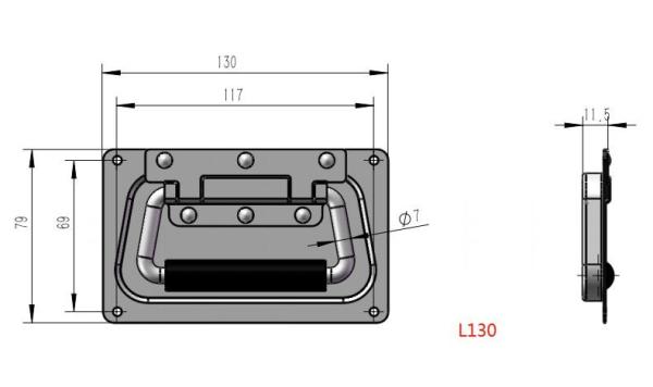 Antioxidant Flight Case Handles Recessed Folding Handle 130*79mm*11.5mm