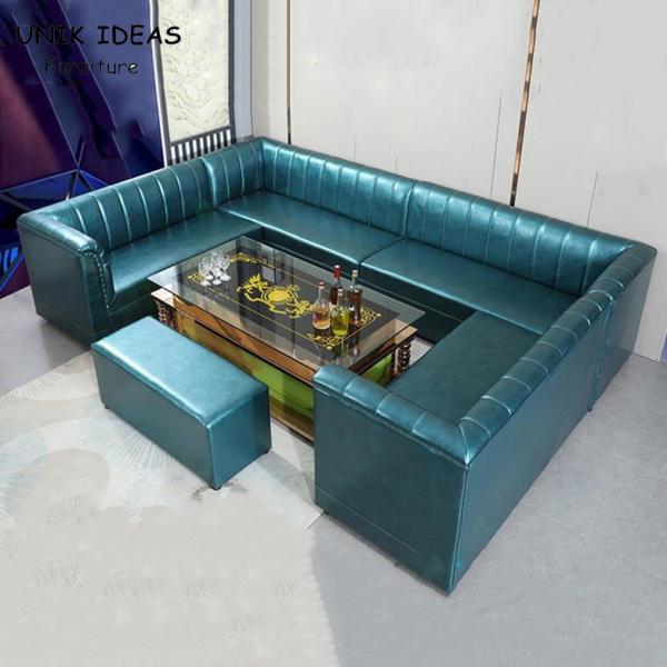 O falso de 3 partes cobre sofá secional em forma de u com Chaise Blue Round Corner