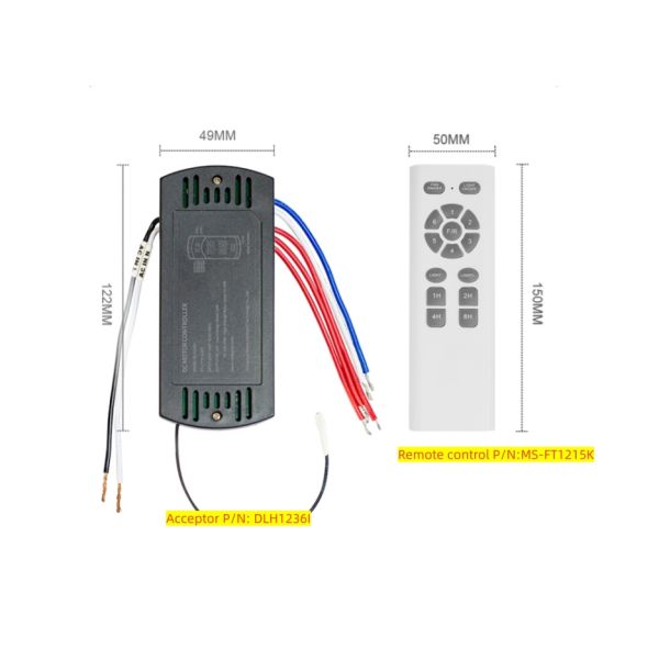 MOPAWIN Remote Control of Invisible Fan light,6-Speed Variable frequency drive,Three colors of light are available,Universal