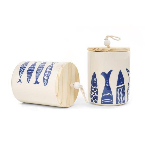 Геометрический океан Синий керамический контейнер настраивает чай кофе сахар хранилище банка для кухни с крышкой и кремниевым ри