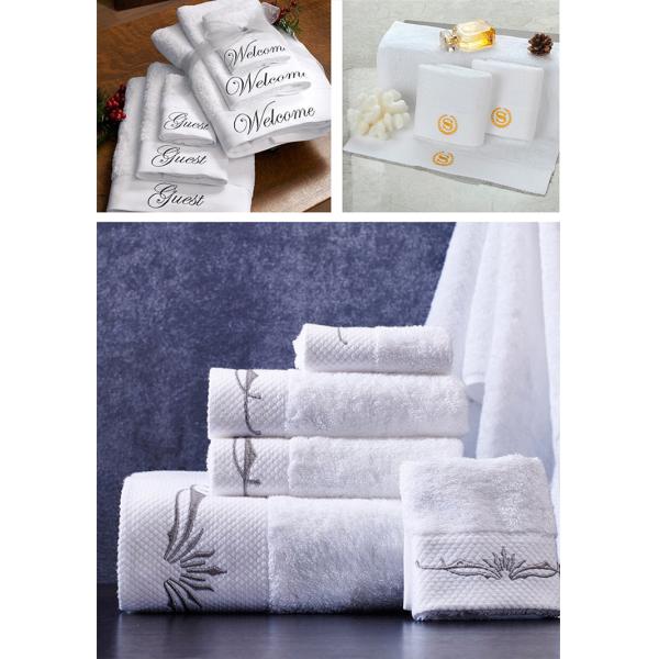 Custom Logo Hotel Towel Set Broad Stripe Coral Velvet 35*75cm 70*140cm Soft Absorbent