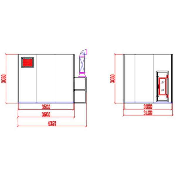 220V 1 Phrase Metal Car Paint Room 3.05m Height With 8 Pcs Lighting System