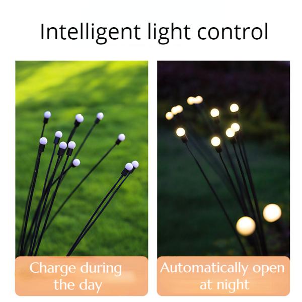 6000K Daylight Alert Solar Firefly Lawn Light for Outdoor Garden Landscape Ground Plug