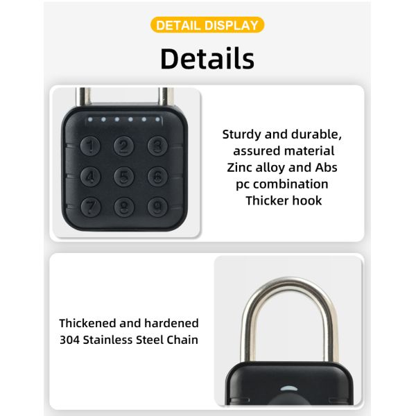 Security Electronic Combination Padlock Smart Fingerprint Padlock Home Waterproof TUYA Graffiti Bluetooth Lock Password