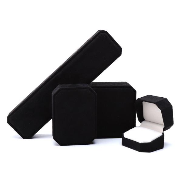 elegant handmade black Octagonal Velvet Jewelry Box for Necklace Earrings Bracelet Ring packaging
