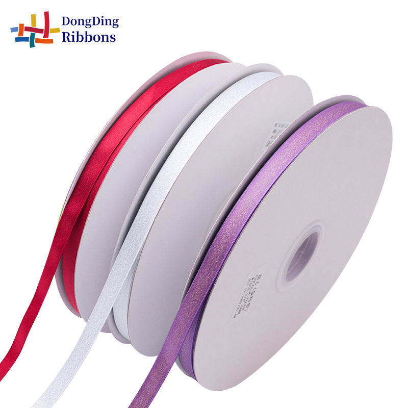 Factory New Type Stock Color 3/8Inch Metallic Ribbon Gift Wholesale Box Ribbon