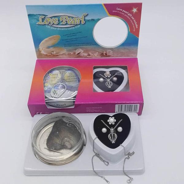 Custom Own Color Box for Love Pearl 3 PCS Sets included Chain Necklace with one Drop Pendant , Ring , Earrings