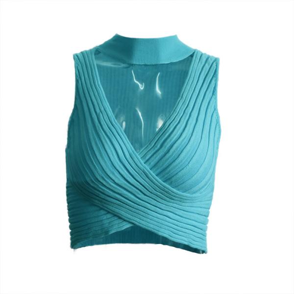 Hanging Neck Sleeveless Sexy Women's Knitted Tank Top