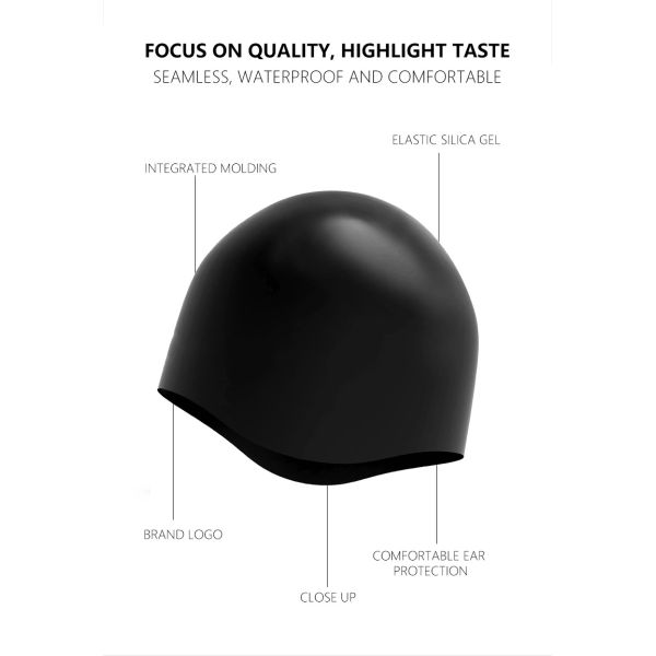 Silicone Material Waterproof Anti-Slip Swimming Cap Swim Hat for Training and Water Sports