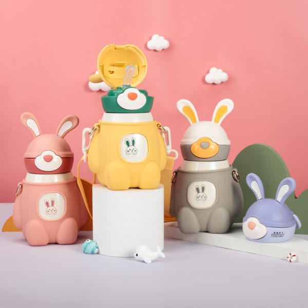 442.3g Big Capacity Stainless Steel Vacuum Flask with Cute Big Ears Rabbit Back Strap