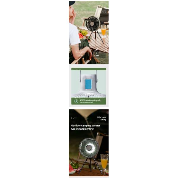 Тренога СИД 10 вентилятор вентилятора 10000mAh Usb потолка дюйма располагаясь лагерем мини перезаряжаемые