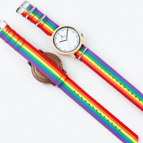 ALK Vision Pride Rainbow Top Wood Watches Dropshipping Brand Women Mens Wooden Watch Canvas LGBT Strap Fashion Casual Wr