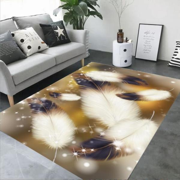 160*250cm Rectangle Living Room Floor Carpets By 3D Printed Feather Pattern