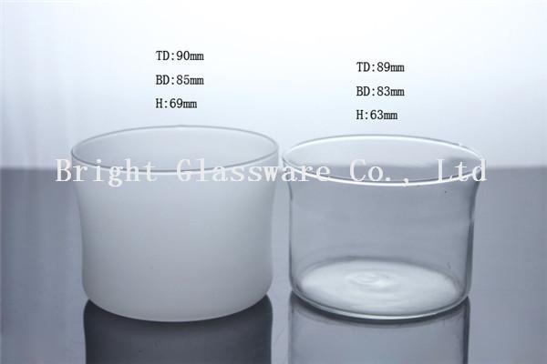Large Glass Hurricane Candle Holder, Frosted Glass Cup