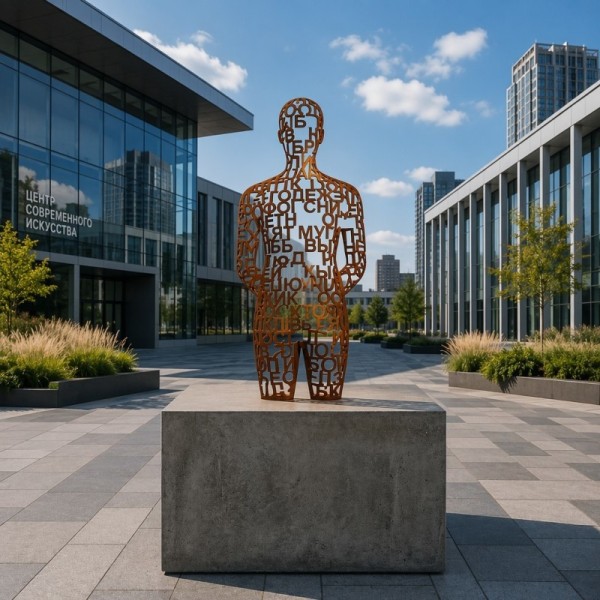 Custom Abstract Corten Steel Letter Human Figure Sculpture Metal Alphabet Man Statue Modern Art Outdoor Indoor Garden Lobby Decor