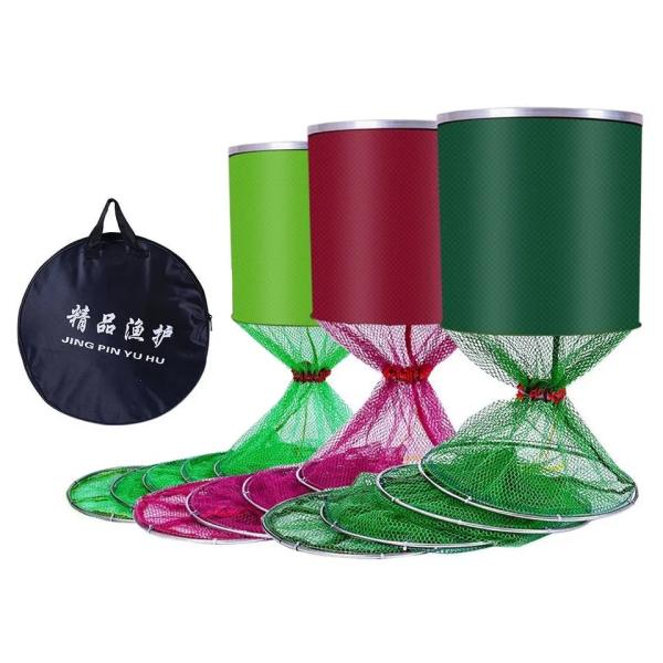 Cage Fishing Tackle Set Stainless Steel Collapsible Dip Net Fishing Basket Cage