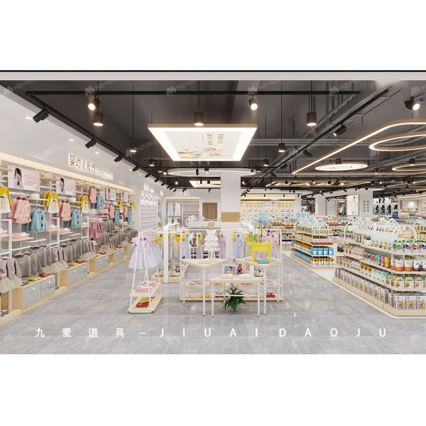BBC023 Korean Minimalist Baby Clothing Rack  Safe & Eco-Friendly Baby Store Display for Maternity Shop Furniture