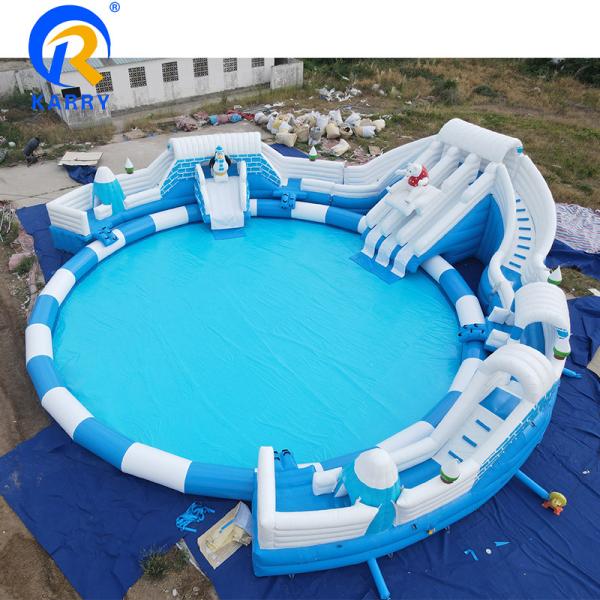 Indoor Custom Inflatable Mobile Water Park with Oversize Pool Funny Polar Bear Theme