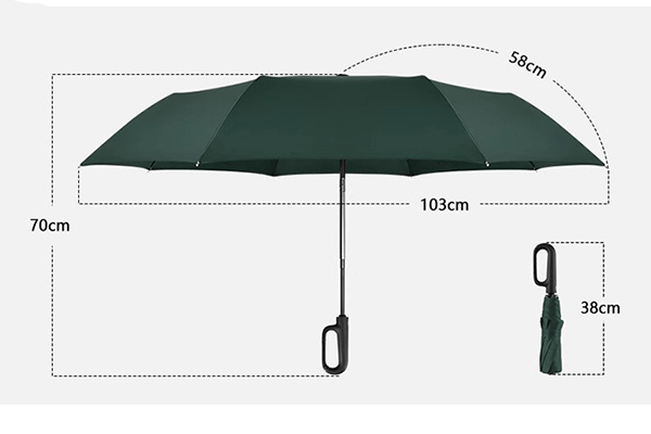 Compact Portable Automatic Folding Umbrella With Hook Handle