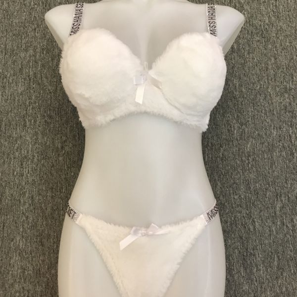 Underwear Bra Set Plush Fabric Underwire Plush Bra Rhinestone Strap Bra Large Size Wholesale 46-52 C Cup Women