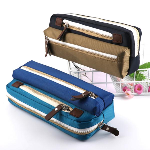 Canvas Pencil Case School Pencil Bag For Students Simple Candy Color Large-capacity Pencil Cases Stationery Cosmetic Bag