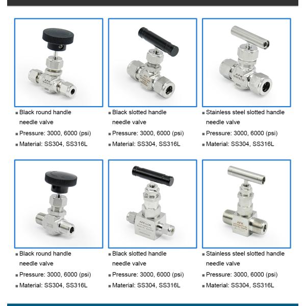 6000 Psi 3000 Psi High Pressure Needle Valve 6mm 8mm Stainless Steel 316