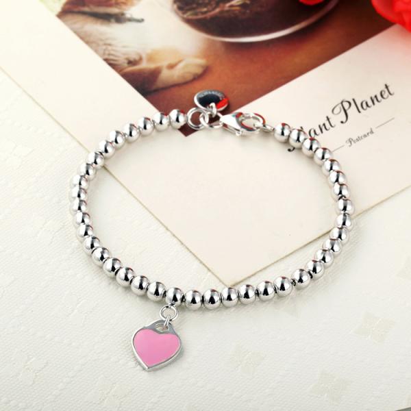 925 sterling silver bead chain enamel love bracelet wholesale