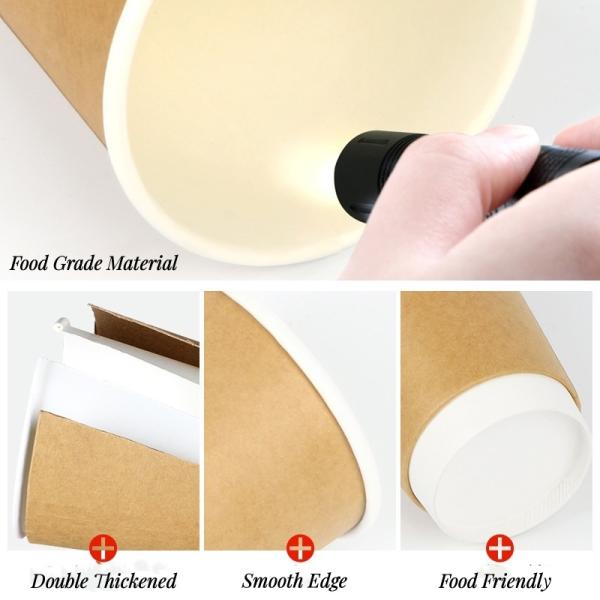 Cup with Lid Double Wall Kraft Paper Disposable Customized Design Full Size Coffee Cup