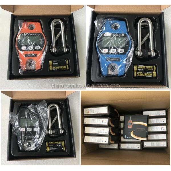 300Kg Capacity Handheld LED Display Orange Digital Mini Crane Scale for Farm Hunting Fishing ABS Stainless Steel