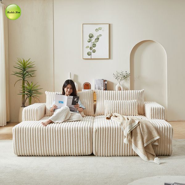 Removable 2 Seater Compressed Sofa Striped Velvet Fabric ODM