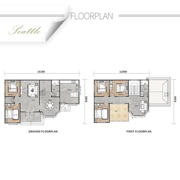 2 Storey Prefabricated Villa House With Light Steel Framing House Kits