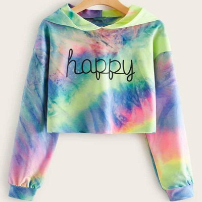 Hoodies урожая краски погружения рукава нового дизайна длинные для женщин