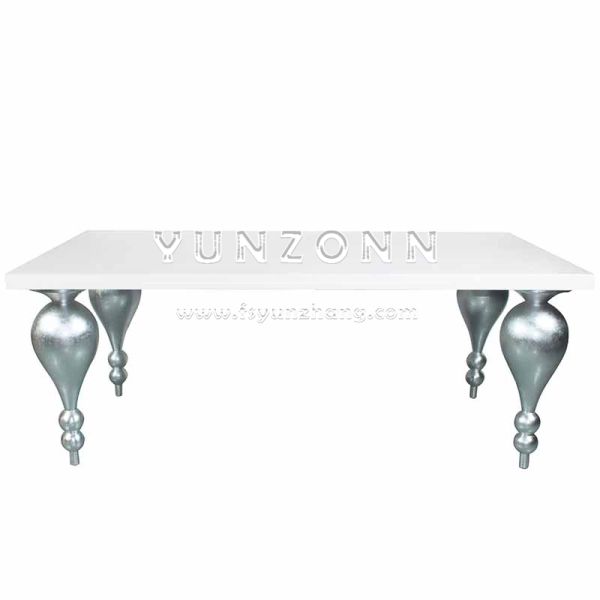 Modern Stainless Steel Rectangle Dining Table With Four Big Legs for Outdoor Events Hotels Restaurants and Halls