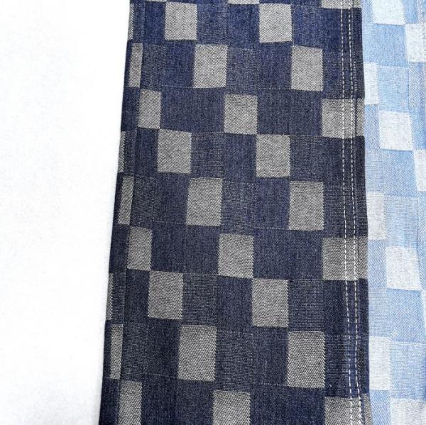 Checker Design Kids And Jean Skirt Non Elastic Jacquard Denim Fabric