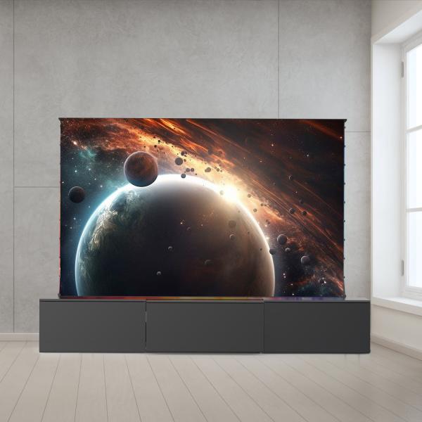 Black Telescopic TV Cabinet Smart UST Projector Furniture Customized