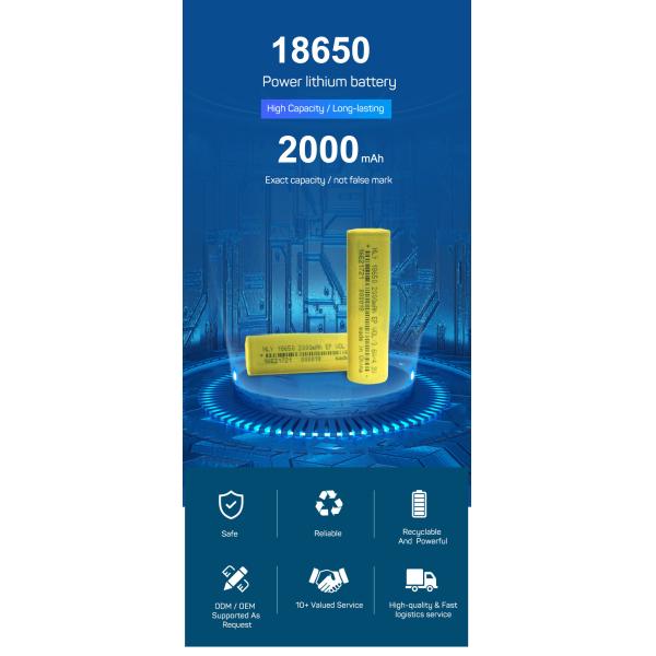 перезаряжаемые высокий темп клетки литий-ионного аккумулятора 2000mah 18650 500 раз
